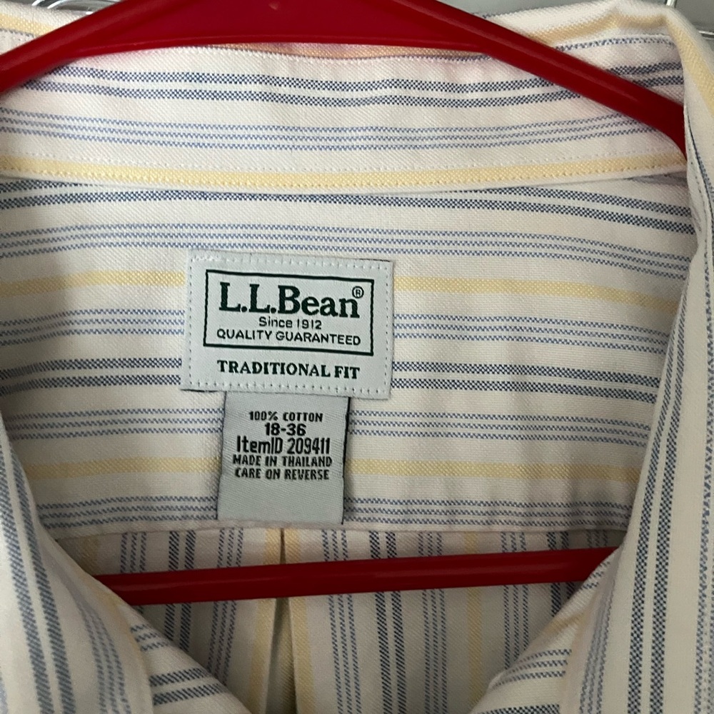 L.L. Bean Men's Traditional Fit Striped Shirt - Yellow and Blue